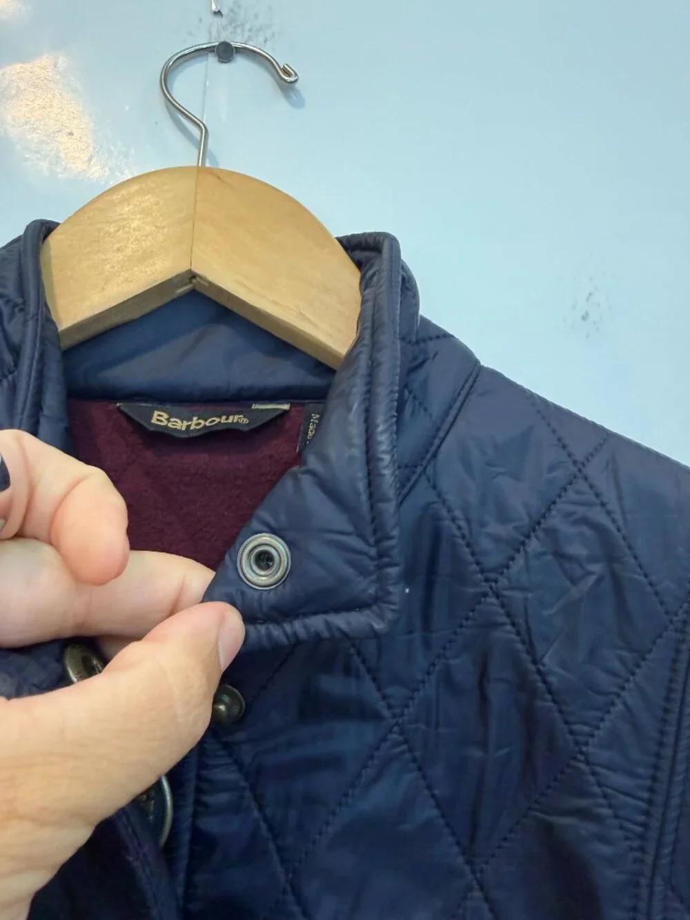 Barbour Women's Wray Gilet Navy Blue Quilted Vest Snap Front Collared Size US 8